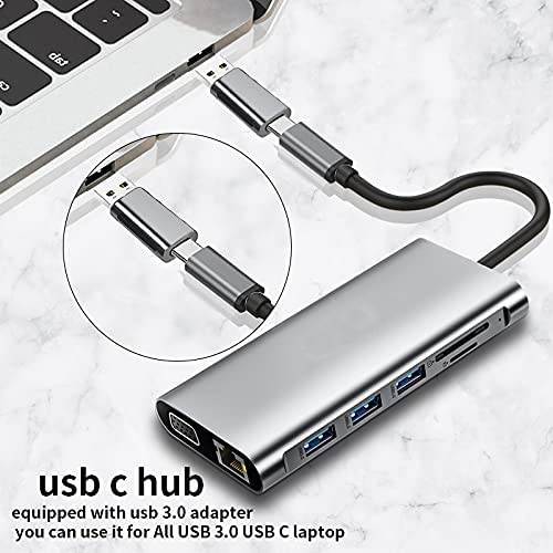 12 в 1 Dual HDMI USB C Hub USB C Docking Station Adapter VGA Ethernet 100 Вт ПД