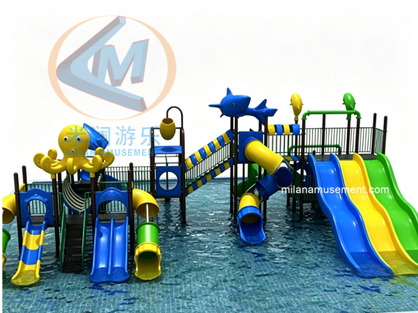 Customized Ocean Theme Water Slide Combo – Multi-Slide Kids Water Playground for Water Parks & Water Settings