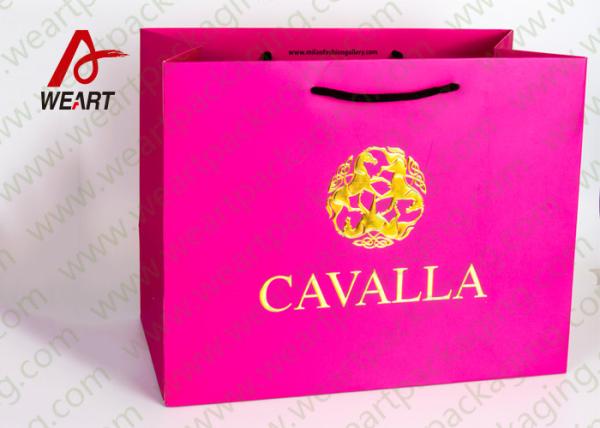 Pink Holiday Goodie Christmas Paper Bags No Minimum Hot Foil LOGO