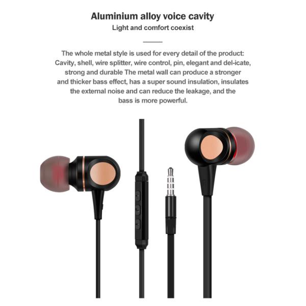 Metal Case Flat Cable Earbuds 106dB Noise Cancelling Wired Earphones