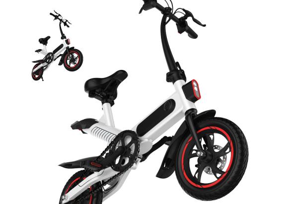 High Load Ability Small Folding Electric Bike White / Black / Red Ergonomics Design