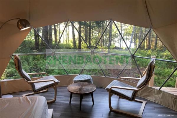 Luxury Hotel PVC Cover Resort Dome Tent Glamping 2 Beds Room For Family Holiday