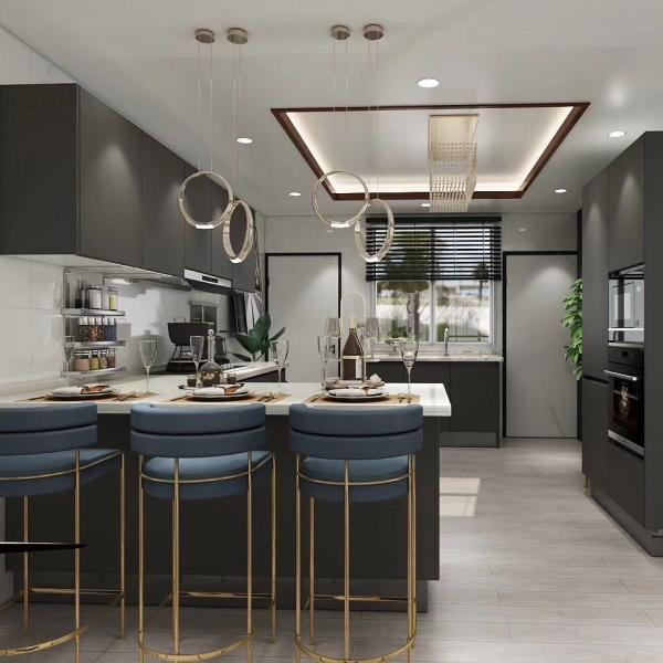 CE Black Kitchen Cabinets Modern With Particle Board & Plywood Materials Modern Kitchen Units