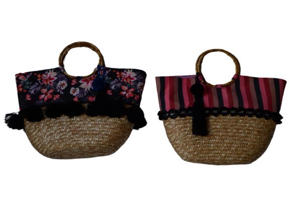 ECO Friendly Fashion Summer Tote Handbag Bohemian Handmade Bali Bags Straw Beach Bag Cotton Canvas Shopping Bags
