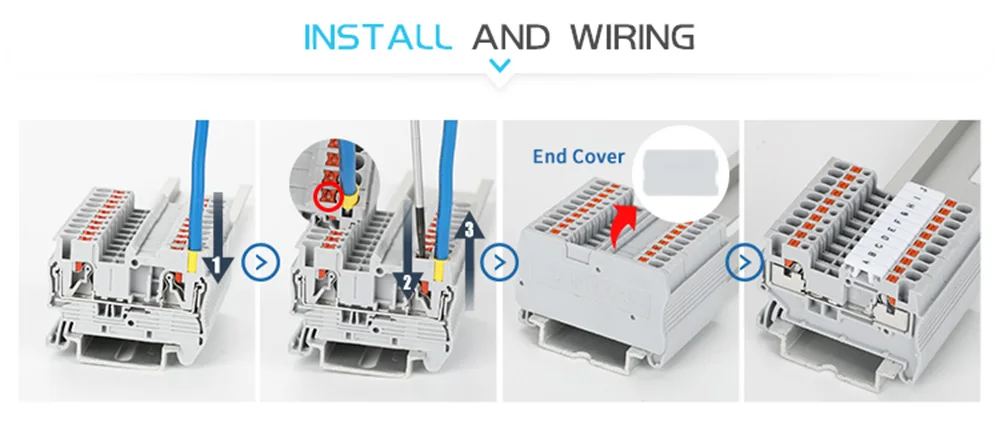 D-PT1.5 Барьерная пластина для PT1.5 Электрического соединителя PT Тип Din Rail Terminal Block Accessories D-PT 1.5 Конечная крышка