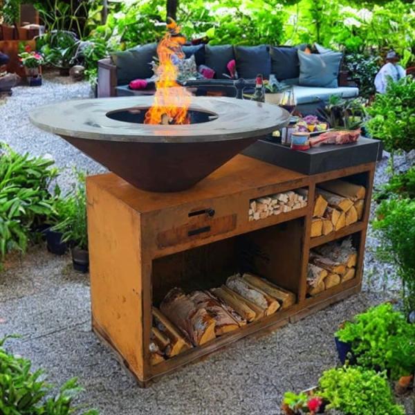 Outdoor Camping portable Stainless Steel BBQ Grill Assembly Required 800mm Cooking Plate Corten Steel