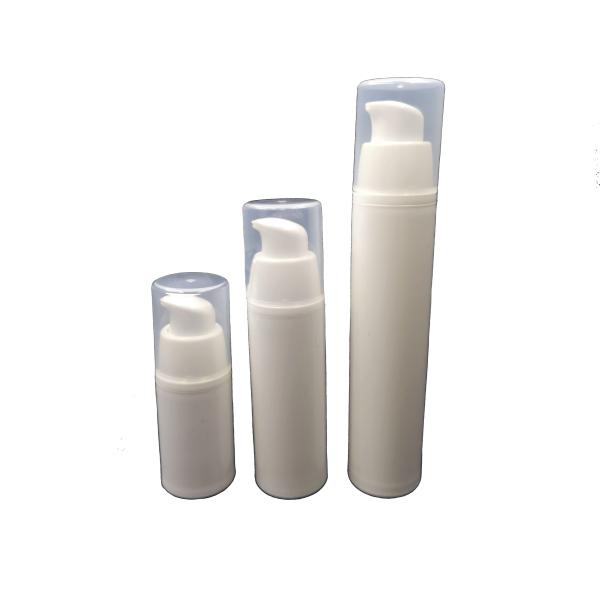 15ml 30ml 50ml white body overcap plastic PP China manufacturer round dispenser airless pump bottle cosmetic
