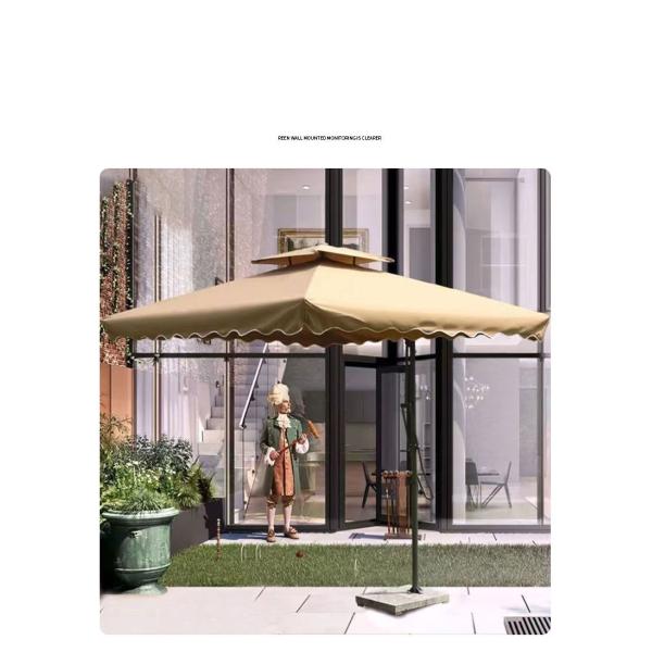 All in 1 Function White Power Coated Steel Frame Sunshade Umbrella with Tassels