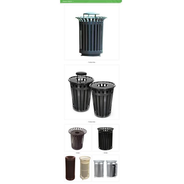 Powder Coated Rectangular Street 40L Steel Outdoor Trash Can
