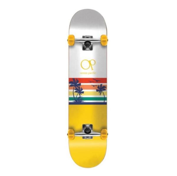 Ocean Pacific Sunset Park/Street White / Yellow Complete Skateboard - 7.75 x 31.5