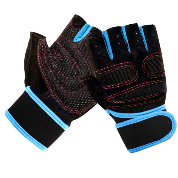 Black Workout Hand Gloves , Wrist Wrap 10.5 Inch Weighted Exercise Gloves