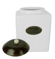 Ceramic Airtight Storage Jars Tea Sugar Coffee Food Storage Canister Set With Black Cover