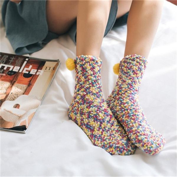 Multicolor Funny Cute Daily Winter Floor Socks for Ladies Coral Fleece Women Socks