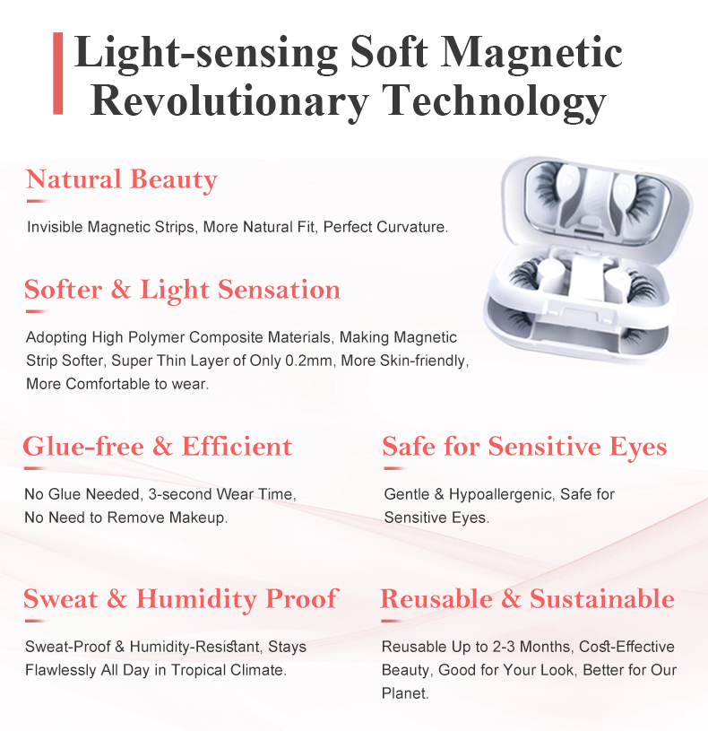 Reusable Natural Looking Soft Magnetic Fake Eyelashes Lightweight No Glue Needed Liner Quantum