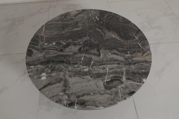 Brushed Stainless Steel Round Coffee Table With Natural Marble Top
