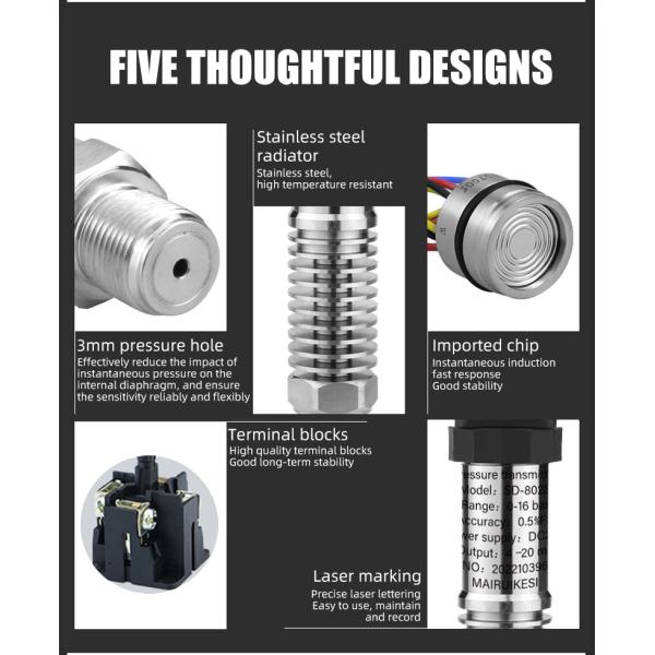 Customized -0.1-60MPa Range High Temp Stainless Steel Liquid Air Pressure Transmitter