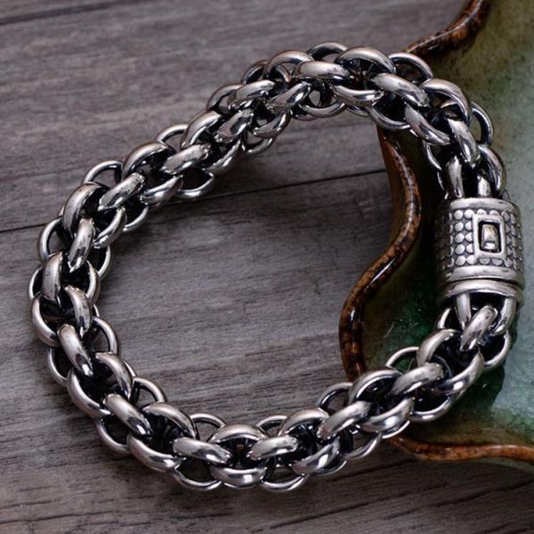 Sterling Silver Chunky Rolo Chain Link Men Bracelet (058602)