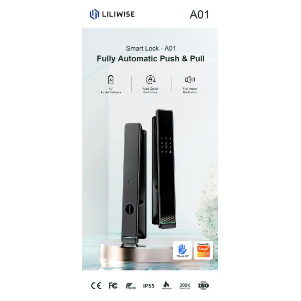 Liliwise Automatic Electric Smart Door Locks Waterproof Outdoor Fingerprint Keyless Ttlock Tuya Smart Lock  With Wifi