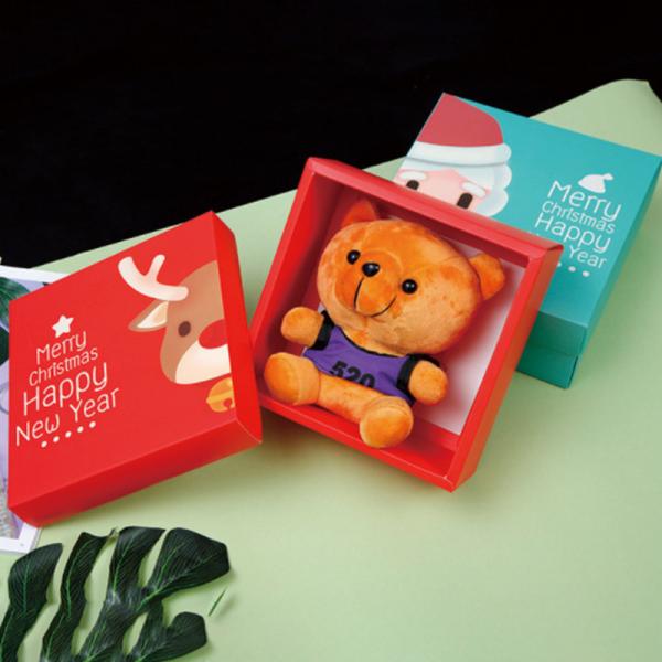 Caixa de presente bonito impressa da tampa do mundo do urso com a caixa de presente do Natal da fita