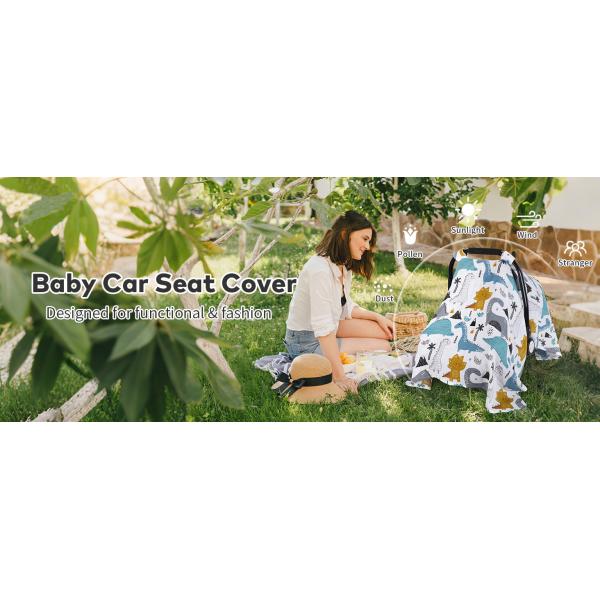 Muslin Cotton Infant Car Seat Canopy, Breathable Baby Carrier Cover