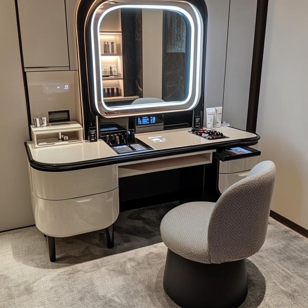 Smart Furniture Modern Simple Multi Functional Princess Dressing Table Side Cabinet Vanity With Mirror Chair Smart Table