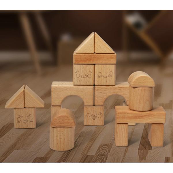 20pcs Beech Burlywood Wooden Blocks Toys Natural Montessori Learning Education