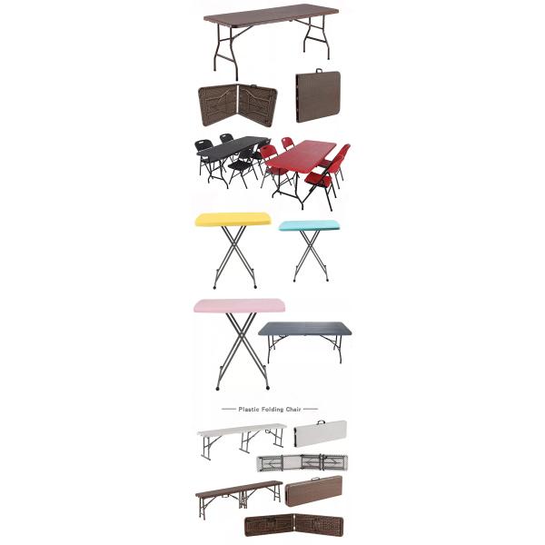 Foldable Outdoor Banquet Table Portable Camping Furniture with Imitated Rattan Design