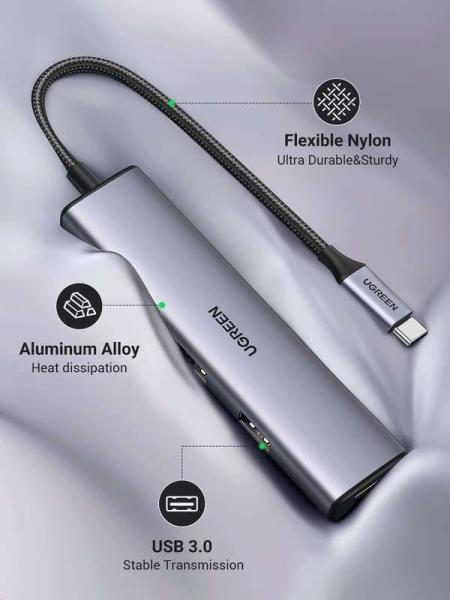 4 en 1 Hub USBC à USB Hub avec 4 ports USB 3.0 en aluminium Shell USB-C Hub pour ordinateur portable