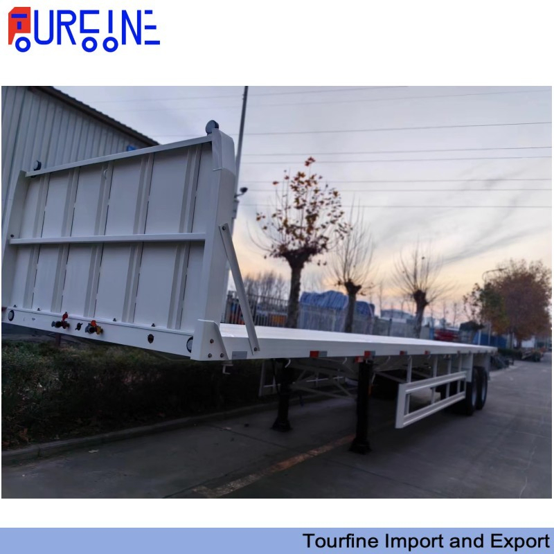 Super Link Flatbed Semi Trailer 3 Axle for 20FT and 40FT Container Transportation