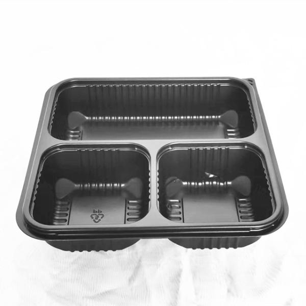 192x192x40mm Disposable Food Packaging Container With Lids 3 Compartment PP