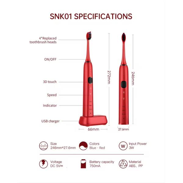 OEM 3D Touch IPX7 Sonic Toothbrush Waterproof Electric Toothbrush Cepillo De Diente