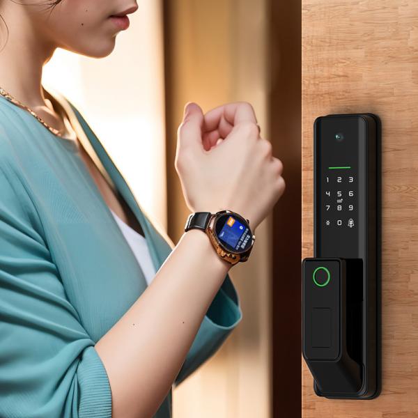 Antitheft Alarm Tuya Smart Door Lock With Camera Password RFID Card Multifunction Unlock
