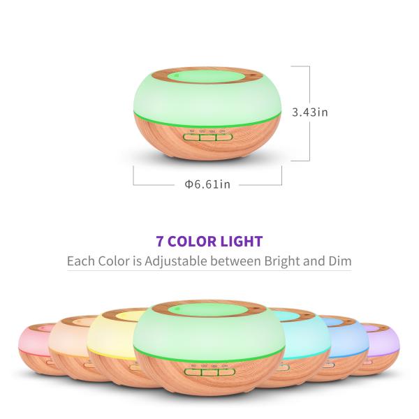 7 Color Changing LED Light Aromatherapy Essential Oil Diffuser 300ml air ultrasonic humidifier Light Wood Grain RY25C