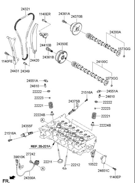 Valve Bolt  #243612E700   for Hyundai Elantra Kona Kia Forte