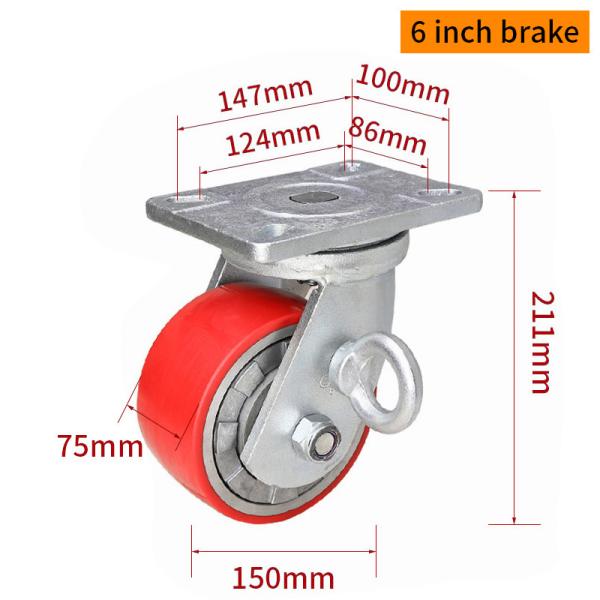 6 Inch 150mm Extra heavy Duty Casters Wheels 1300kg Load 936-86A