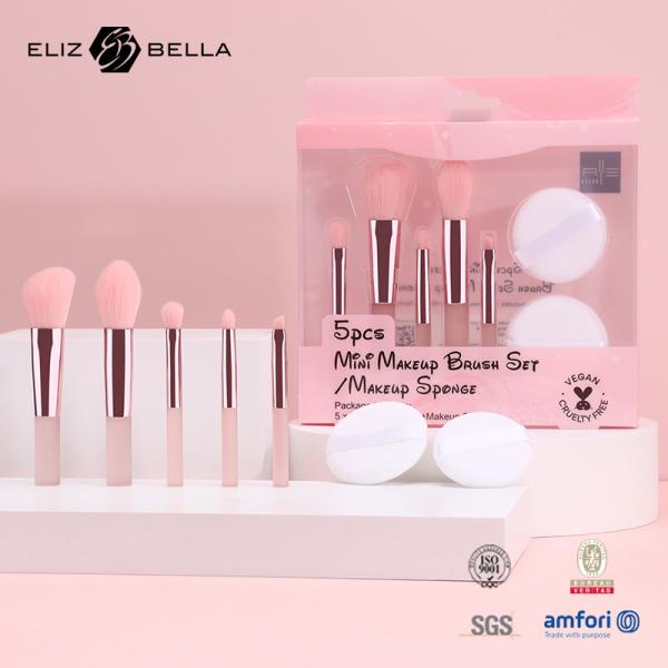 Cabelo sintético escovas de maquiagem rosa de viagem kits de escovas de maquiagem com caixa de embalagem PVC transparente