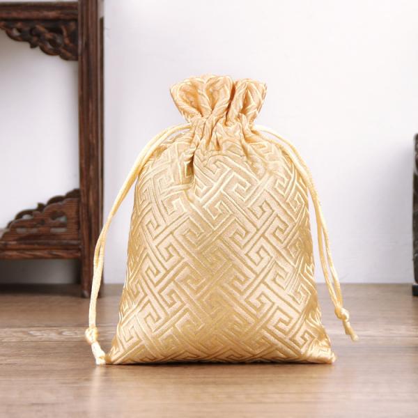 Customized Color Chinese Style Brocade Drawstring Bag for Customized Logo Jewelry Pouch