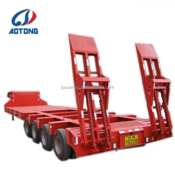 Exposed Tyre Low Bed Semi/Truck Trailers with Rear Ladder Heavy Duty 4 Line 8 Axle