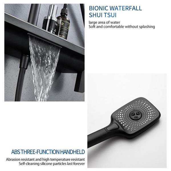Shower Set Black Wall Mounted Stainless Steel Rain Shower Set Mixer Faucet