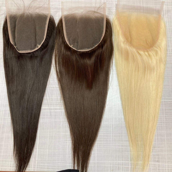 Stock Color Brown Blonde French Lace Closure Transparent Lace Frontal 6X6 Lace Closure Direct Factory Prices