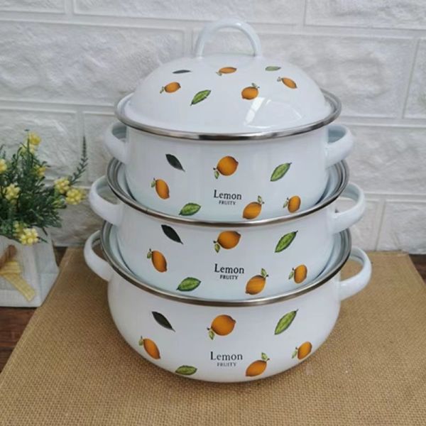 OEM Carbon Steel Enamel Casserole Set 1000ml 6000ml Food Warmer Pot Cooking Set