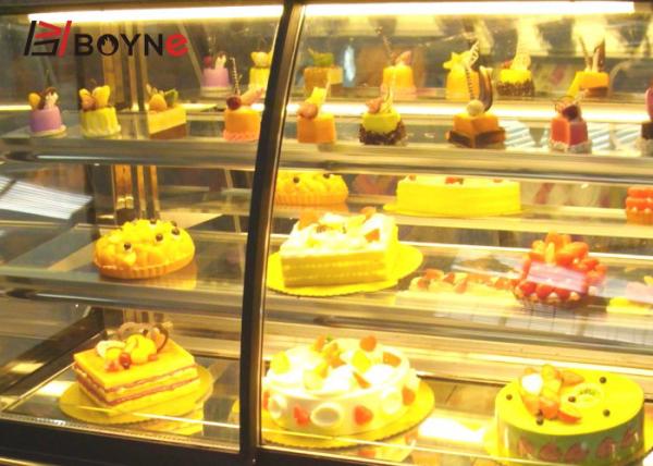 Coffee Shop Cake Display Showcase Two Layer Belved Black Marble Base