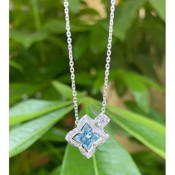 Лили Кот Лаб растительные бриллиантовые подвески Синий Четырехлистный Кловер Бриллиантовый Подвесок 1.17ct