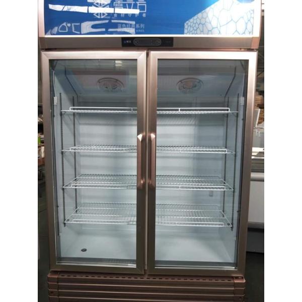Upright 2 Door Glass Commercial Freezer Drink Fan Cooling
