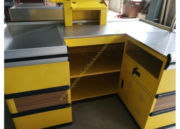 Cosmetic Shop Counter / Supermarket Retail Checkout Counter With Stop Bar