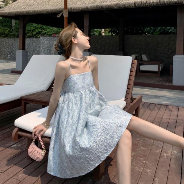 Vacation Leisure Sleeveless A Line Dress Retro Three Dimensional Printing
