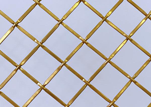 83% Gold Color Architectural Woven Metal Mesh For Stainless Steel Fabrics Cabinet