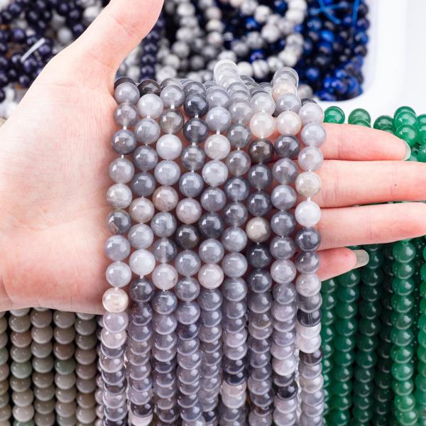 Grey Cloudy Quartz Loose Bead Strands Semi Precious Stone Natural Crystal Gemstone for DIY Jewelry Making