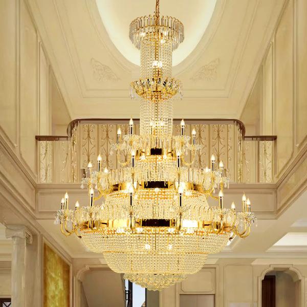 JYLIGHTING Extra Rectangle Gold Custom Contemporary Large Indoor Decoration Project Pendant Light Fixture Hotel Villa Modern Led Chandelier Crystal Pendant Light