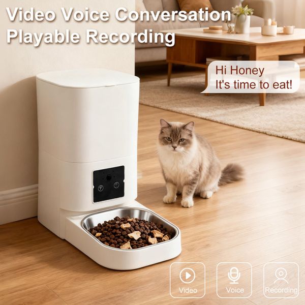 Wholesale Pet Products Smart Pet Feeder Double Bowls WiFi Automatic Food Dispenser App Control For Multi-Cat